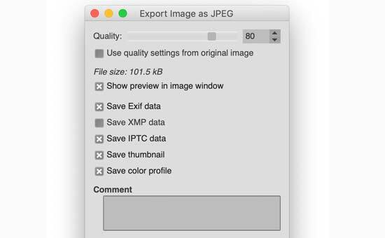 Exportar imagem no GIMP
