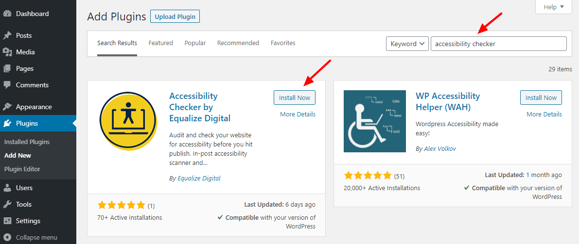 instalando o plugin do verificador de acessibilidade