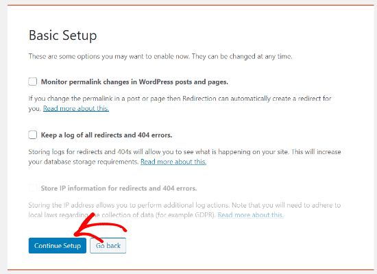 Plugin de redirecionamento de configuração básica