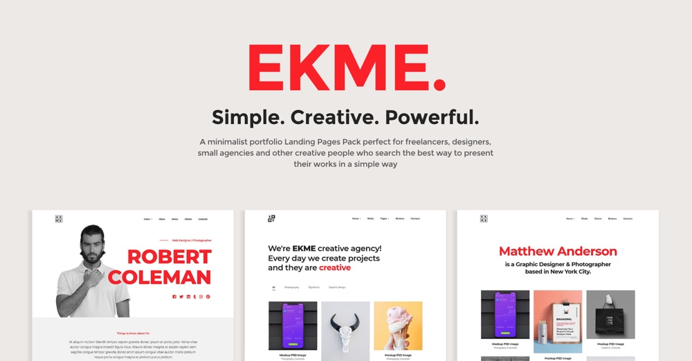 Tema da página de destino do WordPress de uma página Ekme