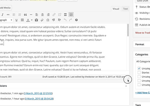 Editor de postagem ajustável com barras de rolagem no WordPress