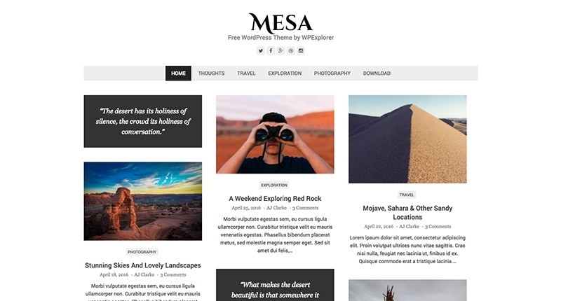 Tema WordPress Grátis Mesa