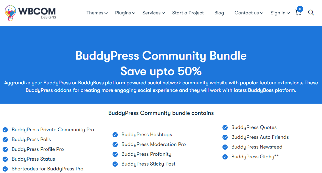 pacote da comunidade buddypress