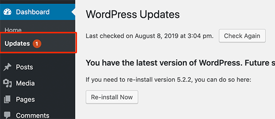 Mantenha seu site WordPress atualizado