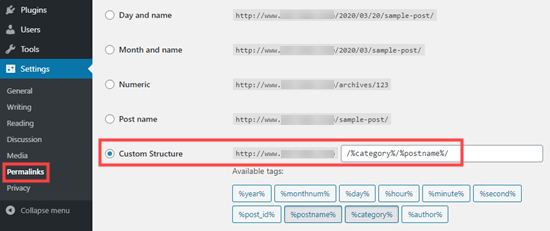 Incluindo as categorias de suas postagens em seus URLs