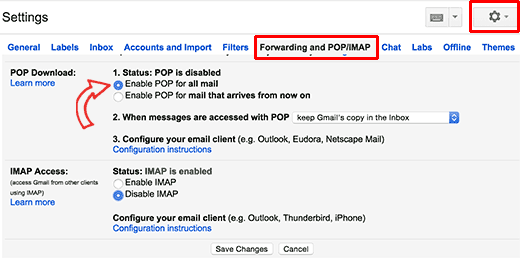 Ativar POP3 no Gmail