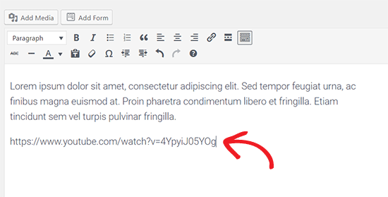 Adicionar URL de vídeo para incorporar vídeo no WordPress