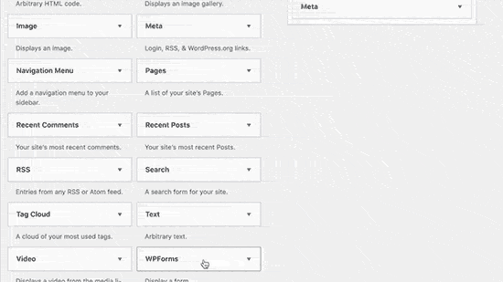 Adicionar formulário usando um widget da barra lateral