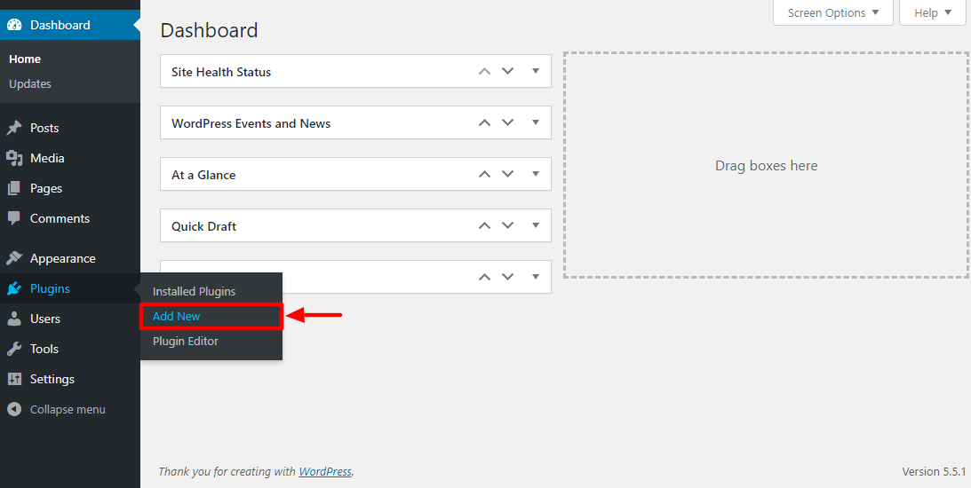 instalando o gerenciador de eventos wp
