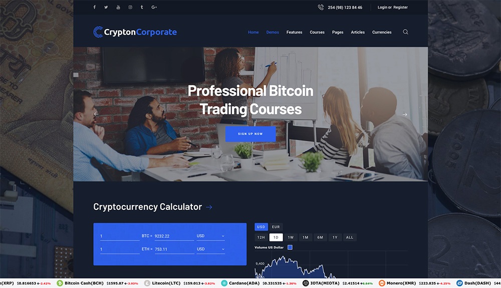 Temas WordPress de criptomoeda multifuncional Crypton