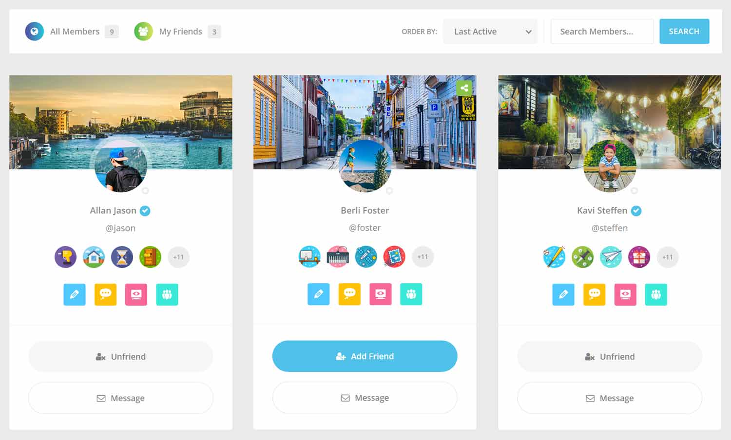 Modelo de diretório de membros BuddyPress