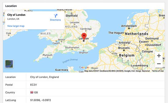 Geolocalização apontada em um mapa