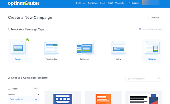 Campanhas OptinMonster
