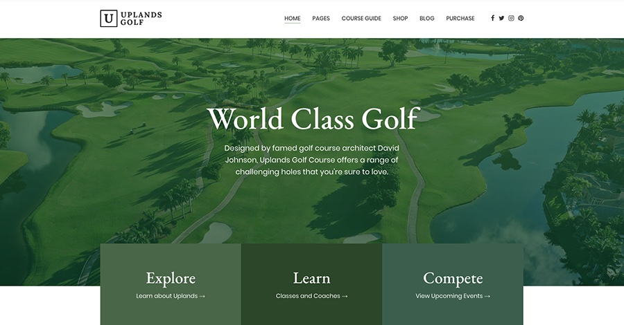 Uplands Golf Course, Driving Range e Golf Pro Booking Theme