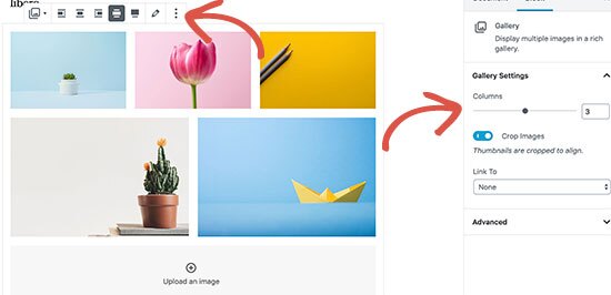 Alinhar imagens da galeria no editor de postagem do WordPress