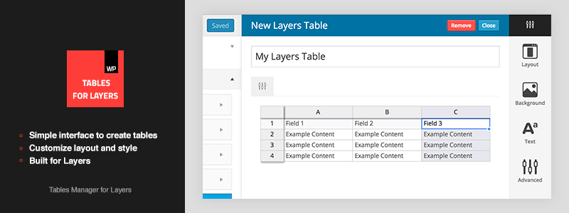 Plugin WordPress de Tabelas para Camadas Premium