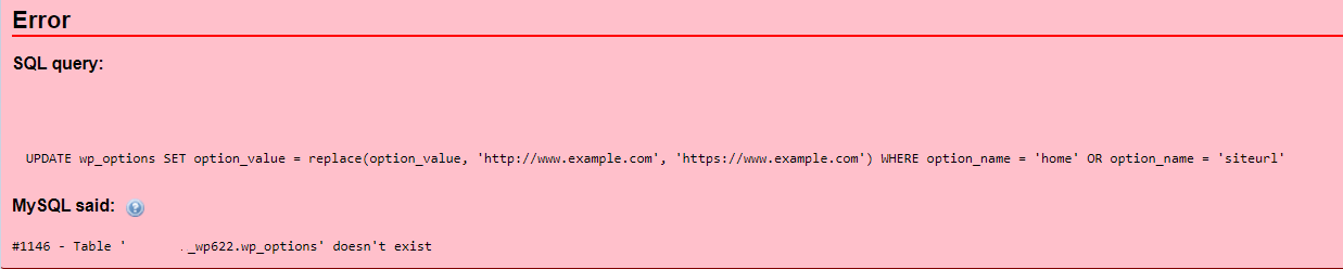 Mensagem de erro SQL