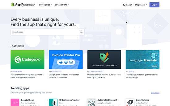 Loja de aplicativos da Shopify