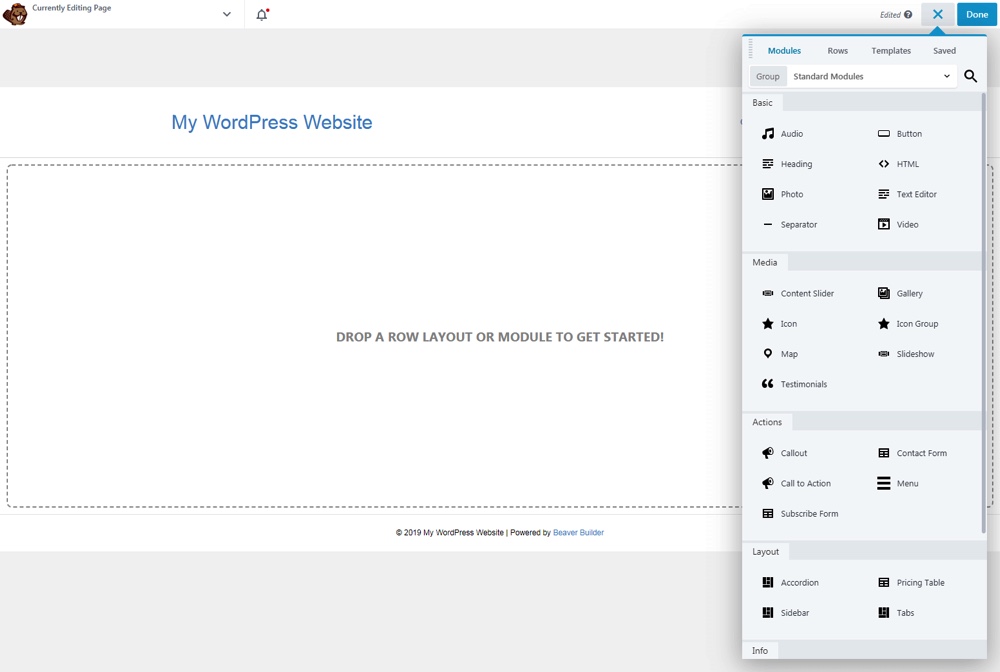 Editor de páginas do Beaver Builder