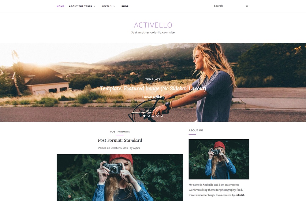 Tema de blog WordPress gratuito Activello