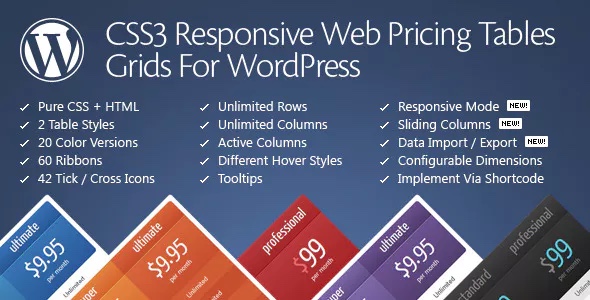 CSS3 responsivo WordPress Compare tabelas de preços