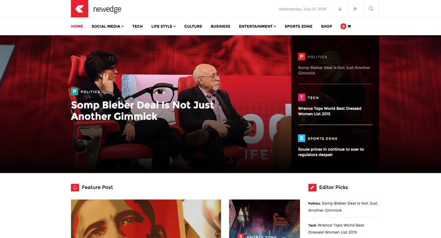 Tema de revista WordPress responsivo NewEdge