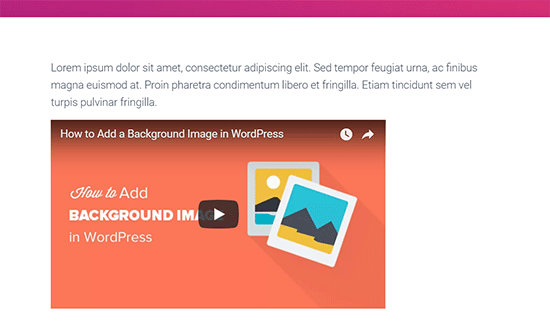 Vídeo alinhado à esquerda em uma postagem do WordPress