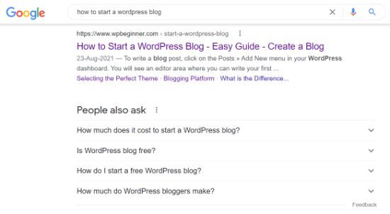 Título da postagem do blog em SERPs