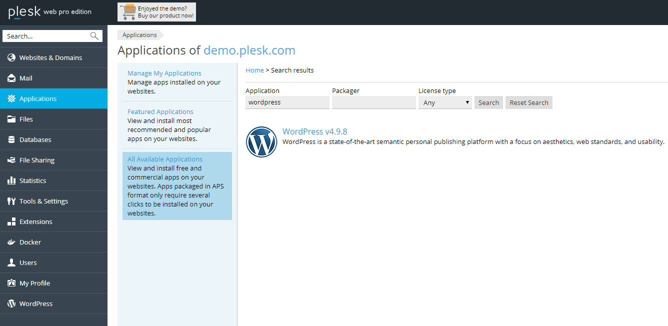 Instale o WordPress com Plesk