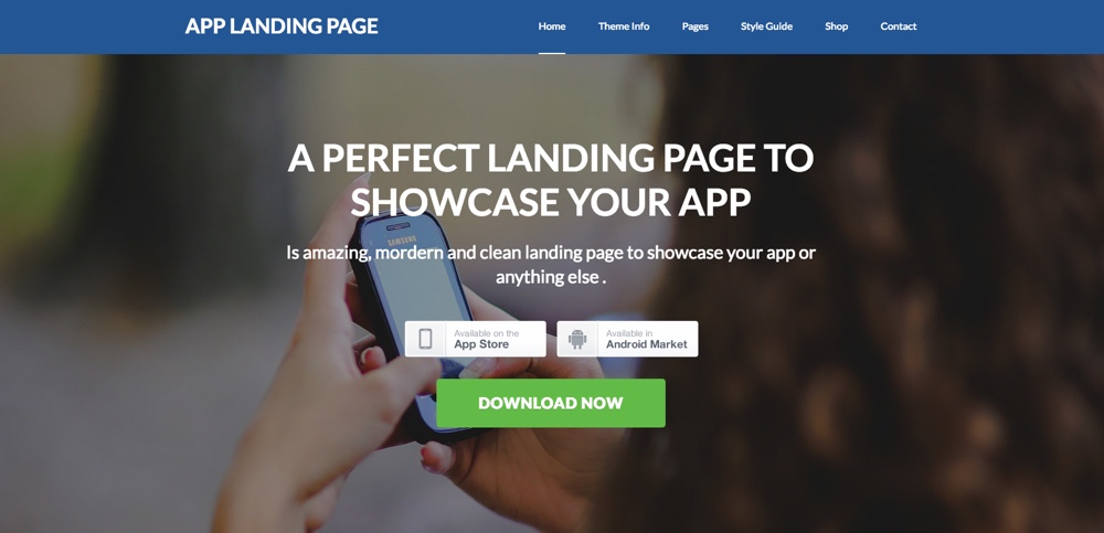 App Landing Tema WordPress grátis
