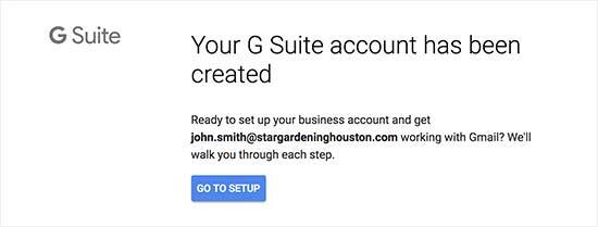 Conta do G Suite criada