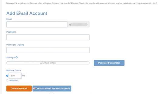 Criar conta de e-mail