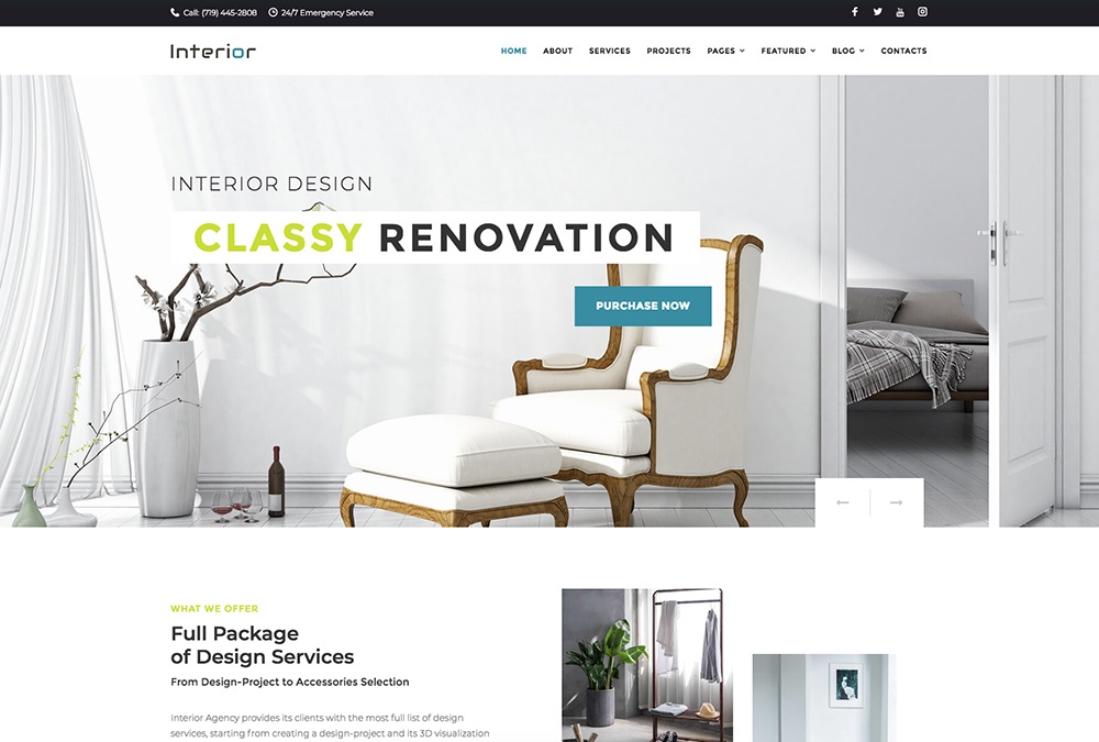 Tema WordPress responsivo para empresa de design de interiores