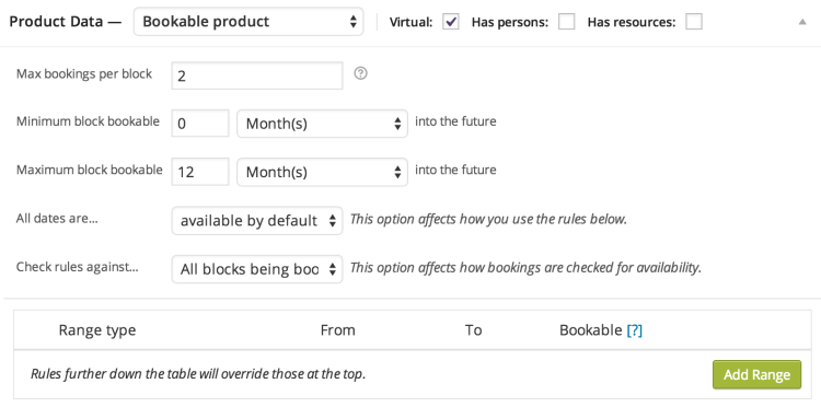 Complemento de reservas do WooCommerce
