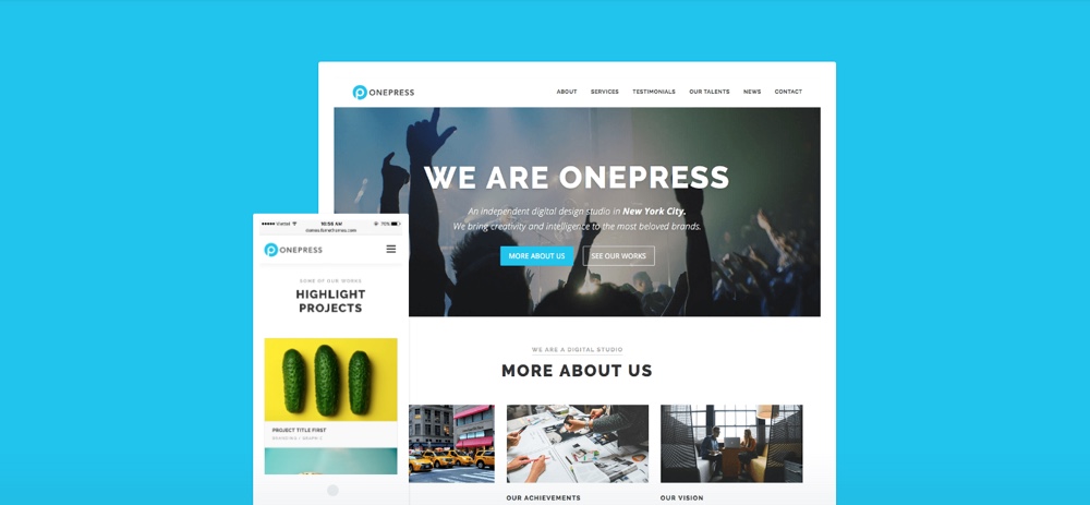 Tema WordPress gratuito de uma página OnePress