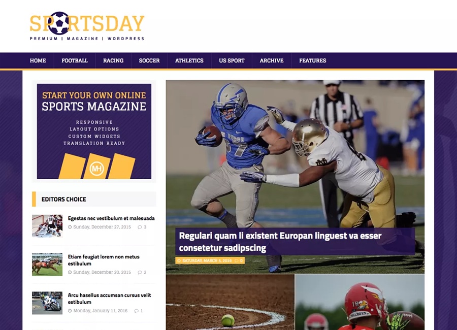 MH SportsMagazine Tema WordPress Grátis