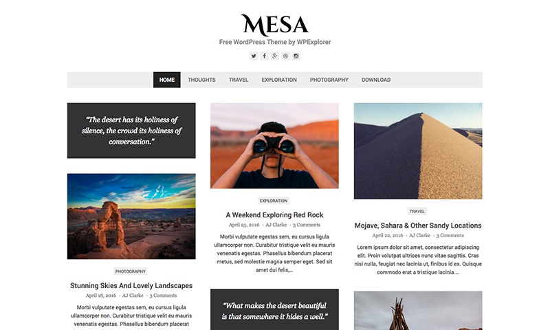 Tema WordPress Grátis Mesa