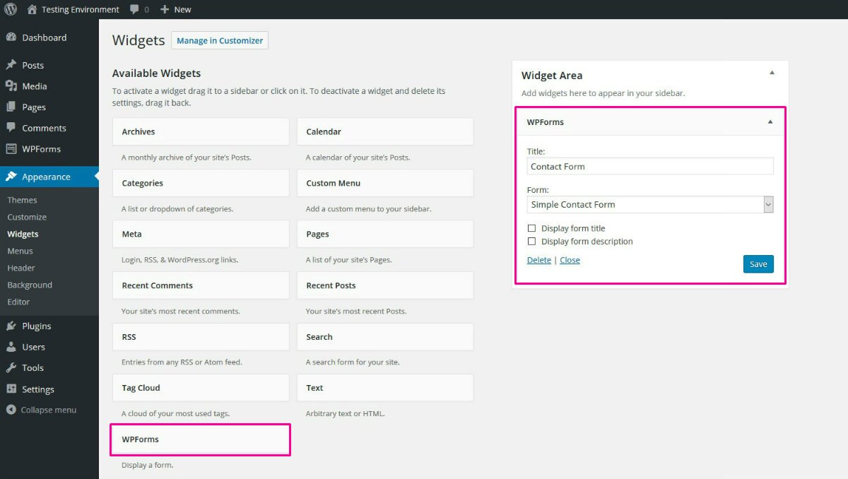 Widget WPForms