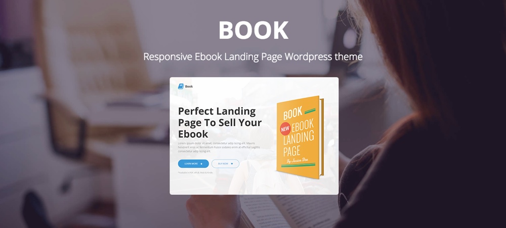 Tema WordPress de página de destino de e-book responsivo