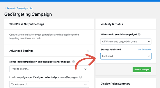 Publicando sua campanha no WordPress