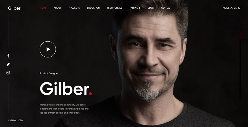 Gilber - Tema WordPress de CV/currículo pessoal