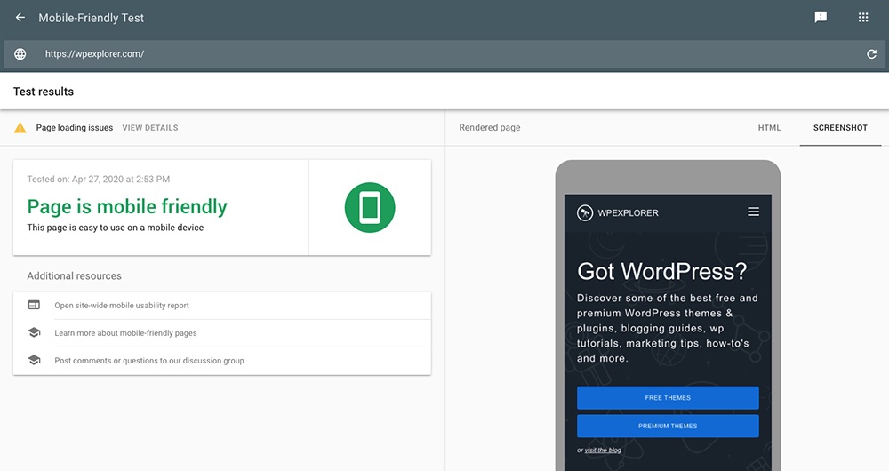 Teste de compatibilidade com dispositivos móveis do Google