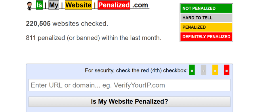 Lista negra do Google: IsMyWebsitePenalized