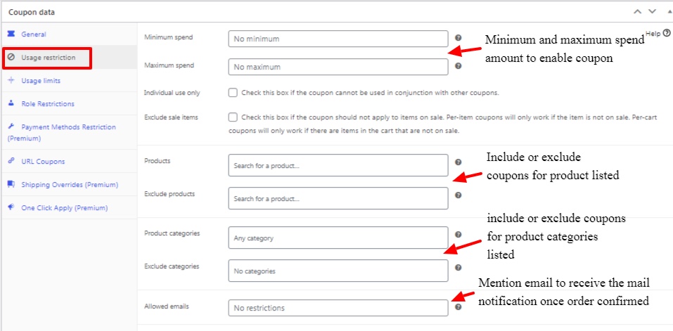 Restrição de uso do cupom WooCommerce