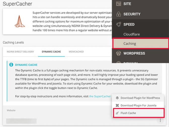 Limpar o cache de hospedagem do SiteGround