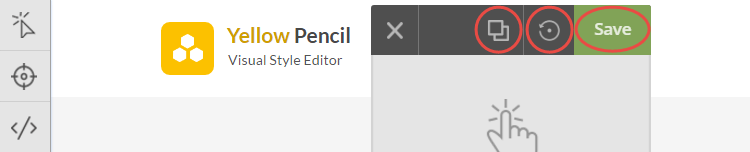 Botões do painel do editor de lápis amarelo