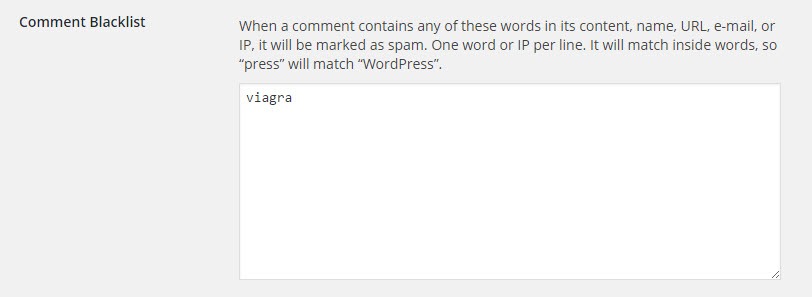 lista negra de comentários