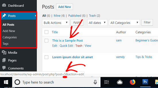 ID de postagem do WordPress
