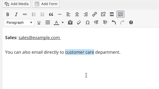Adicionando link de e-mail a qualquer texto no WordPress