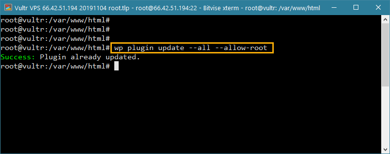 wp-cli atualiza todos os plugins no wordpress a partir da linha de comando